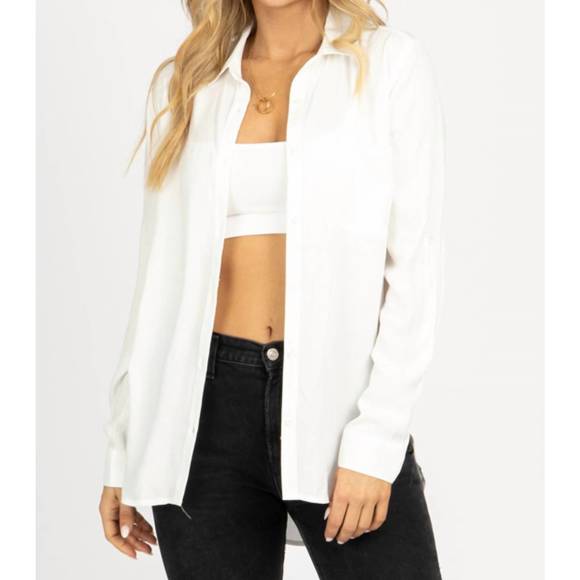 NEW TREND:NOTES lightweight button front blouse in ivory - Picture 1 of 3
